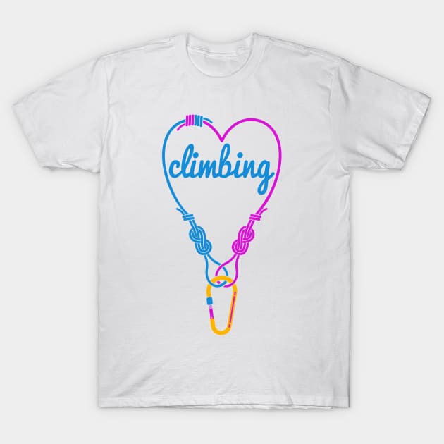 Rock climbing rope love to climb T-Shirt by mailboxdisco